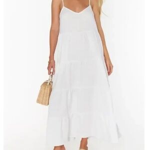 Show Me Your Mumu Caroline Maxi Slip Dress Small Crinkle Gauze V-Neck Pockets L